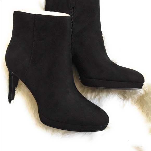 black suede dress booties
